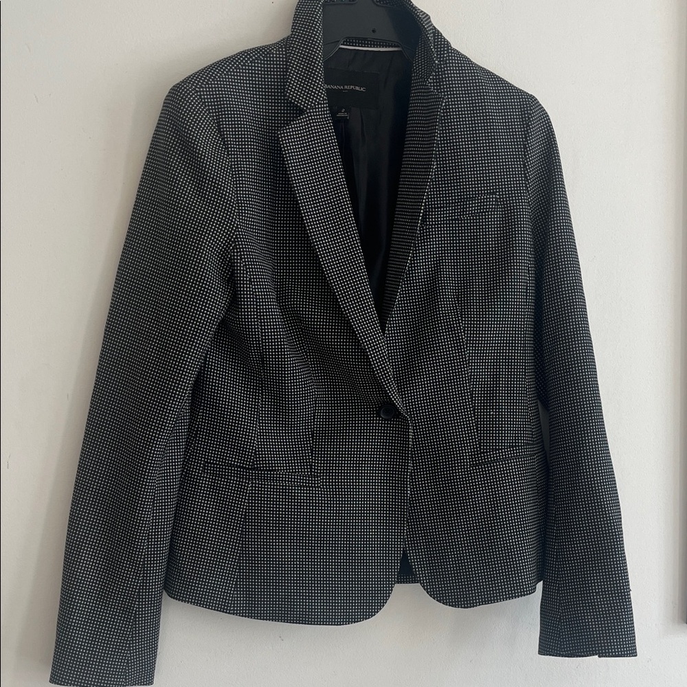 Banana republic ladies pant suit set in checkered/tweed style